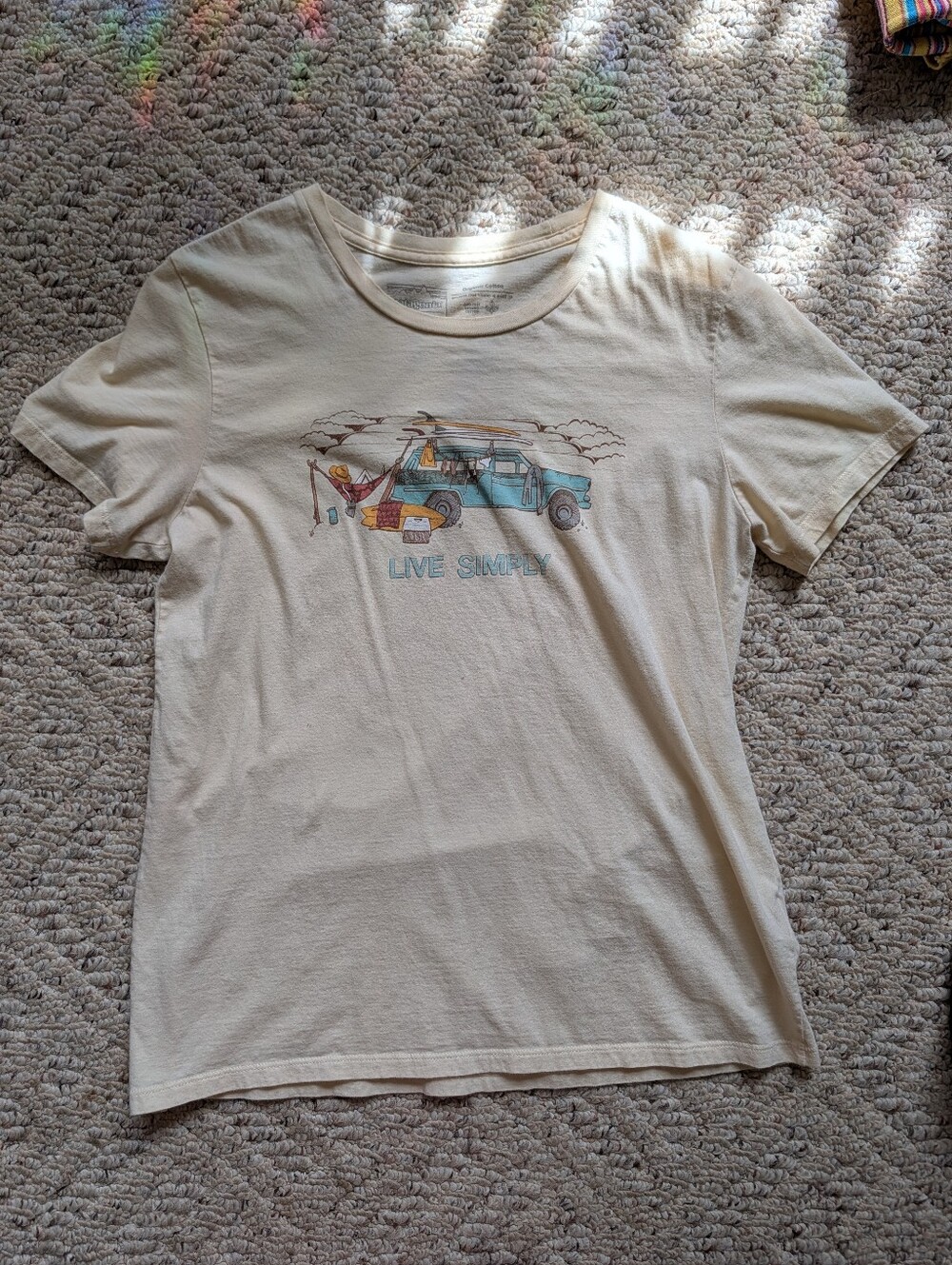 Patagonia Live Simply Graphic T-shirt Organic Cotton Vintage Outdoor Eco Surfing